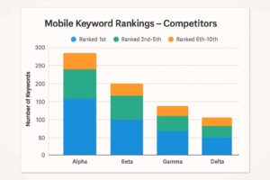 A comparison chart of mobile keyword rankings among competitors
