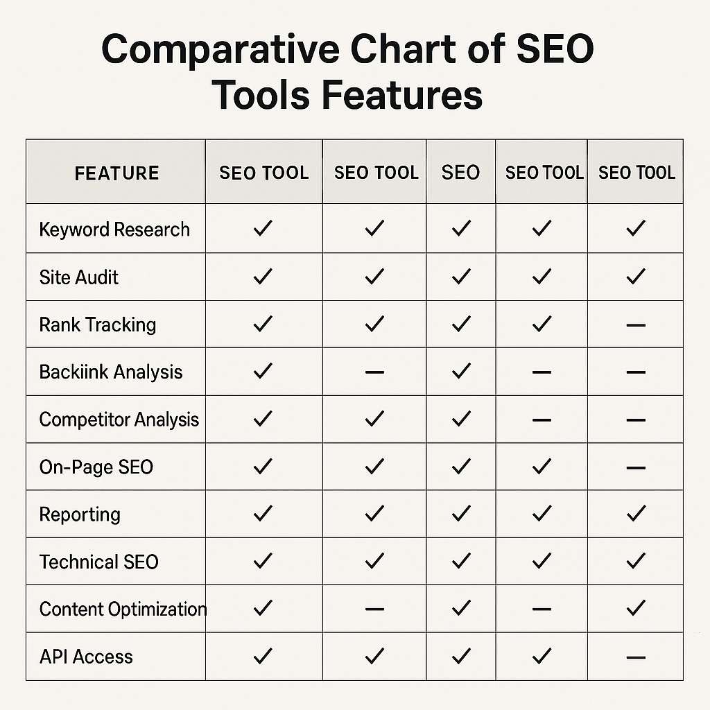 Comparative chart of SEO tools features