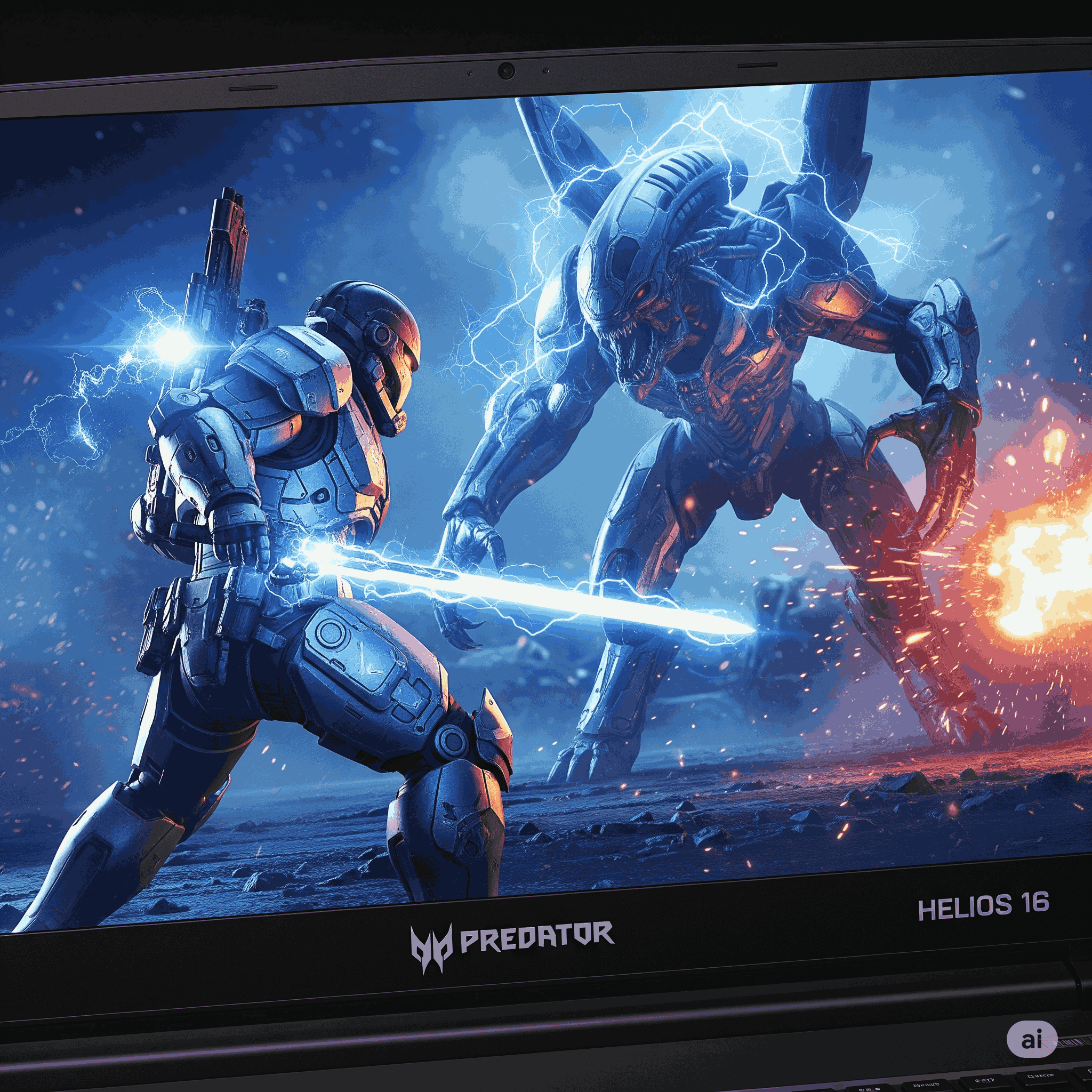 Display of Acer Predator Helios 16 AI Gaming Laptop