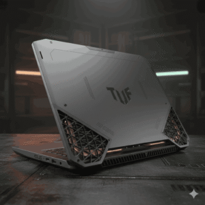 ASUS TUF Gaming A16 laptop highlighting military-grade durability and cooling vents