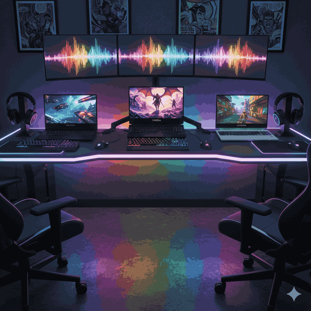 Best gaming laptops under $1500 displayed on gaming desk with mechanical keyboard and gaming mouse