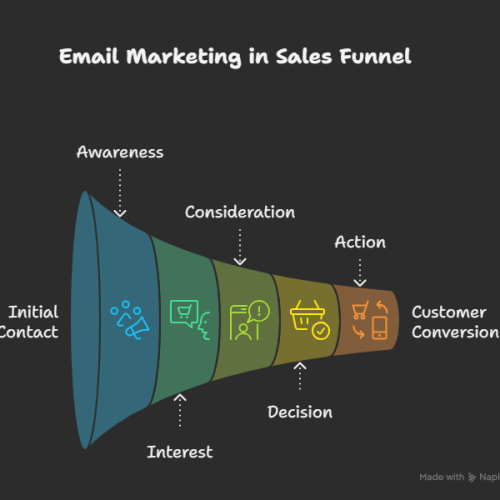 Visual of how emails move leads through conversion stages.
