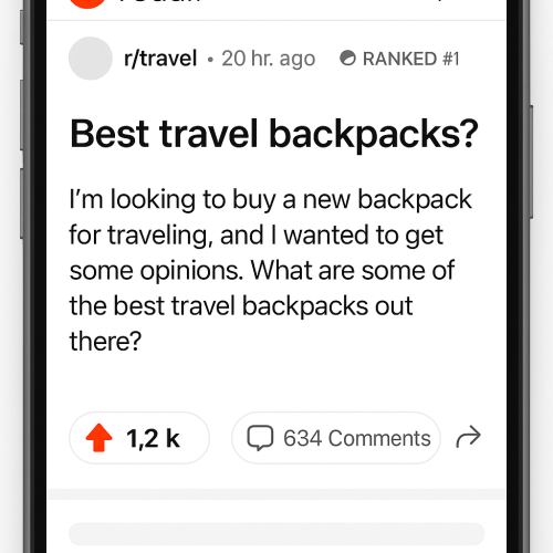 This authentic Reddit discussion generated 30% organic traffic growth for a backpack brand